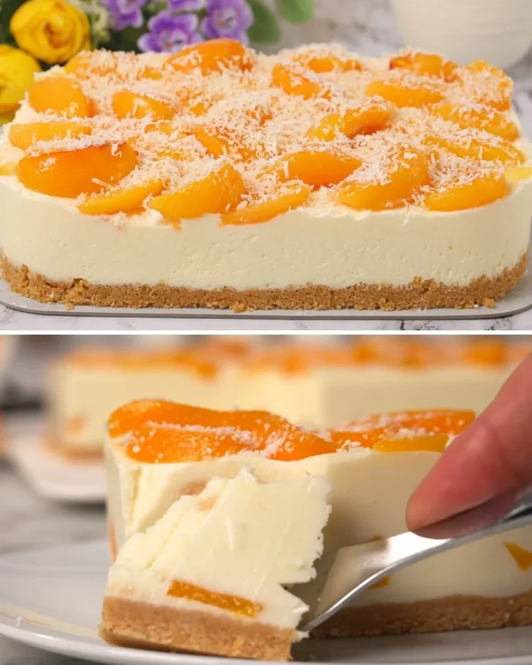 Cheesecake Freddo alle Pesche decorato con frutta fresca