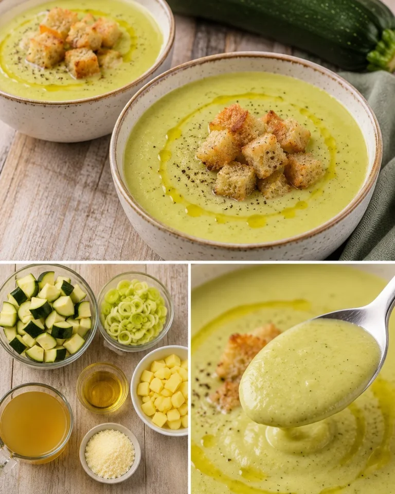 Crema fredda di zucchine e formaggini servita in una ciotola