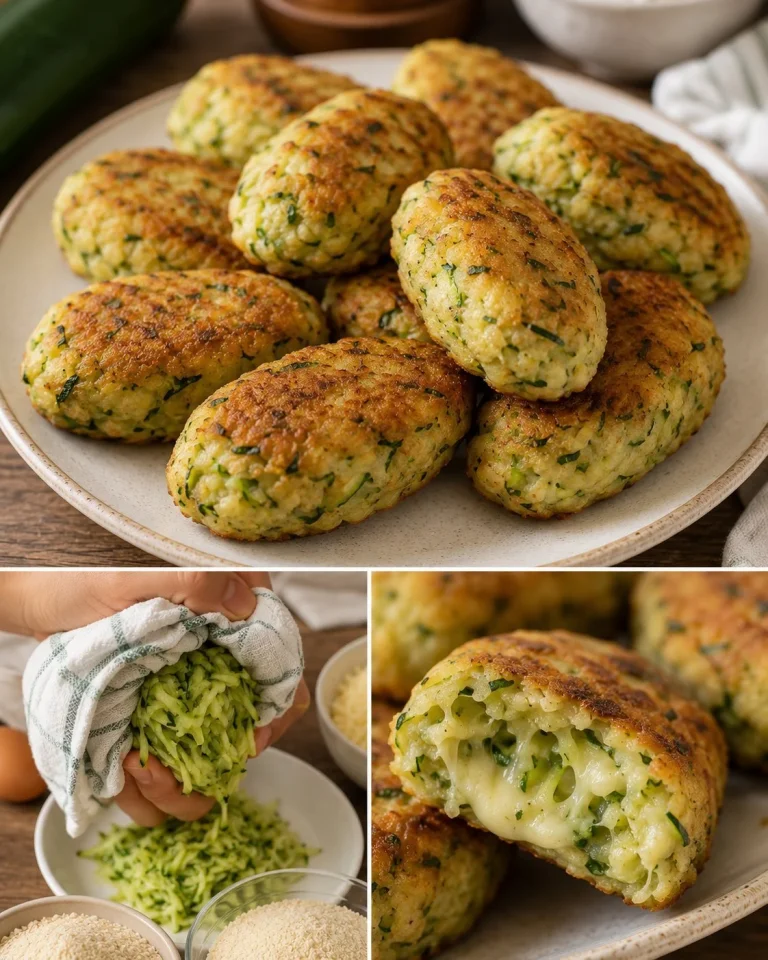Crocchette di zucchine e formaggio al forno dorate e croccanti