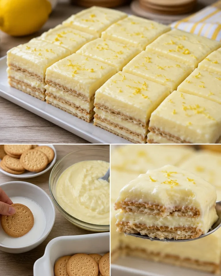 Dolce freddo di biscotti al limone con latte condensato