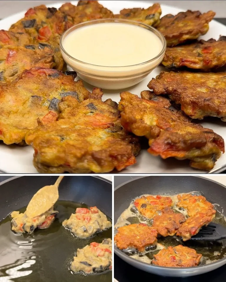 Frittelle di melanzane dorate e croccanti pronte da servire