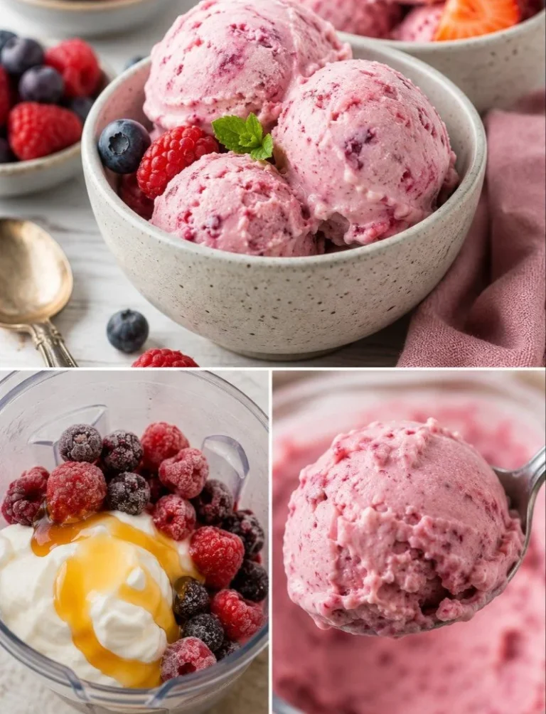 Gelato allo yogurt ai frutti di bosco fatto in casa senza gelatiera