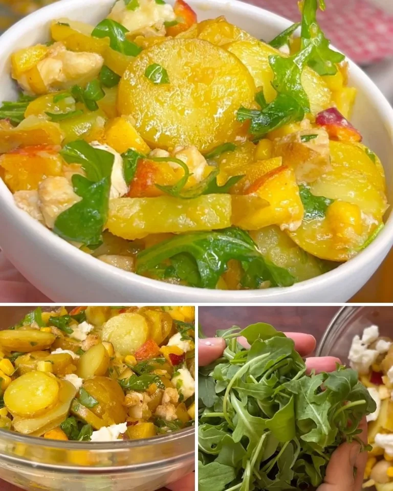 Insalata di patate veloce pronta da servire, colorata e appetitosa