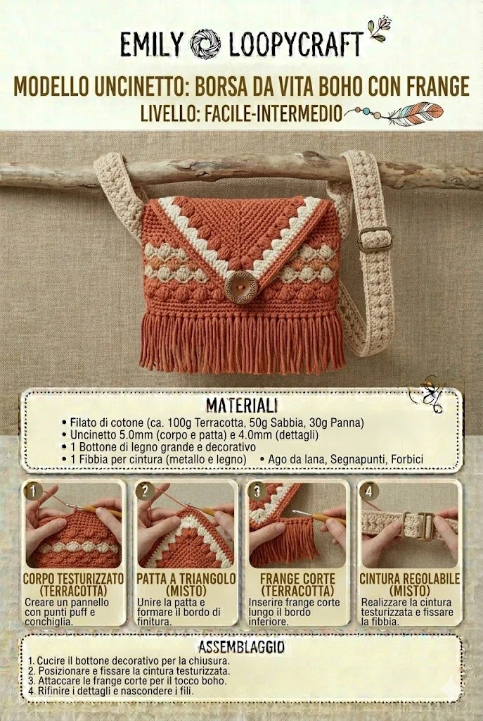 Marsupio boho all’uncinetto: guida per realizzare una borsa boho chic