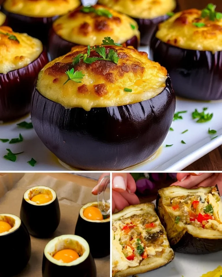 Melanzane ripiene con riso aromatico pronte da servire