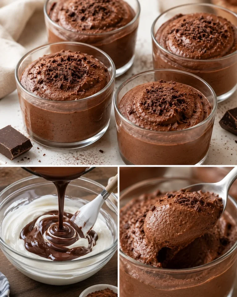 Mousse rapida al cioccolato con yogurt greco preparata in ciotole