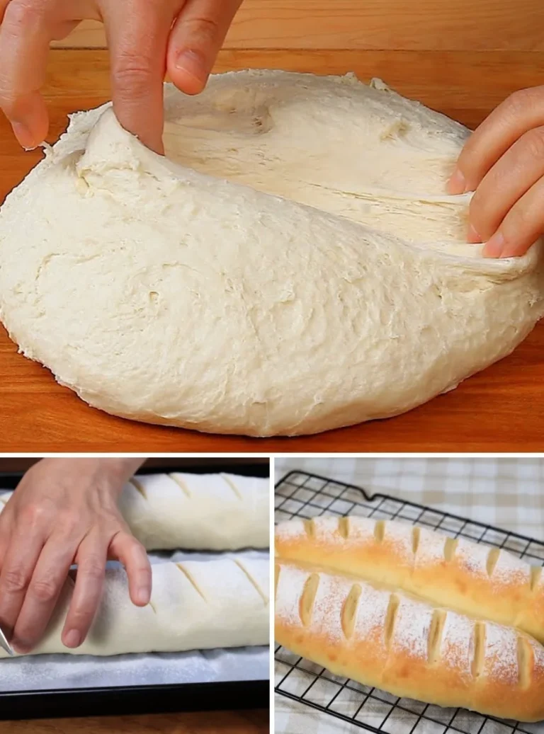 Pane allo yogurt e miele appena sfornato su un tavolo di legno.