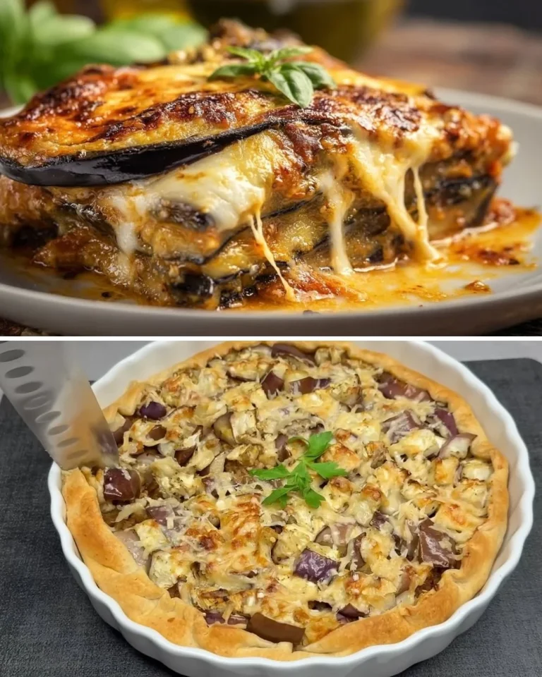 Piatto di Parmigiana di Melanzane in stile siciliano con pomodoro e mozzarella