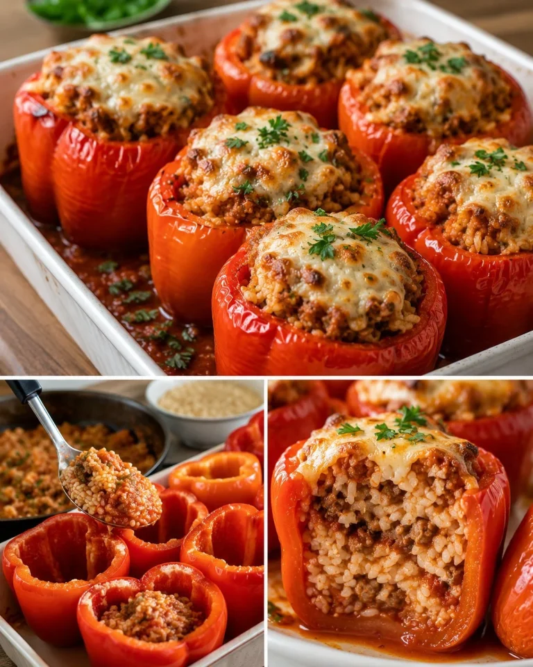 Peperoni ripieni di riso e carne macinata, un piatto tradizionale italiano