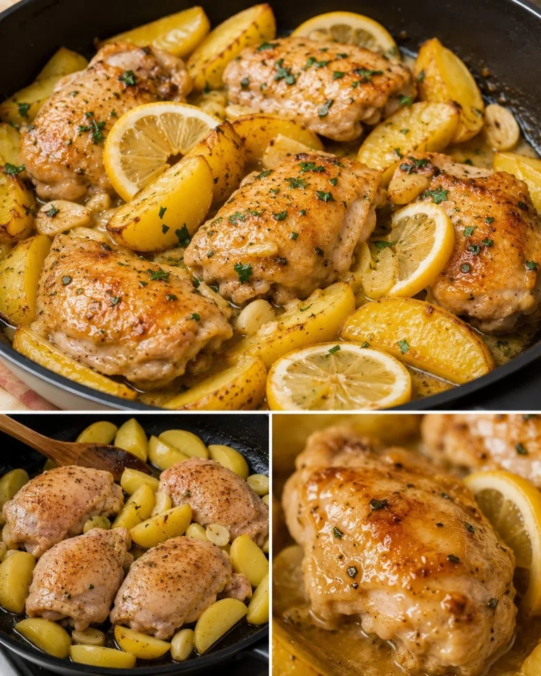 Pollo al limone in padella con patate, un piatto fresco e gustoso