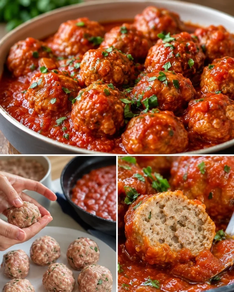 Polpette di pollo in salsa di pomodoro fatta in casa su un piatto