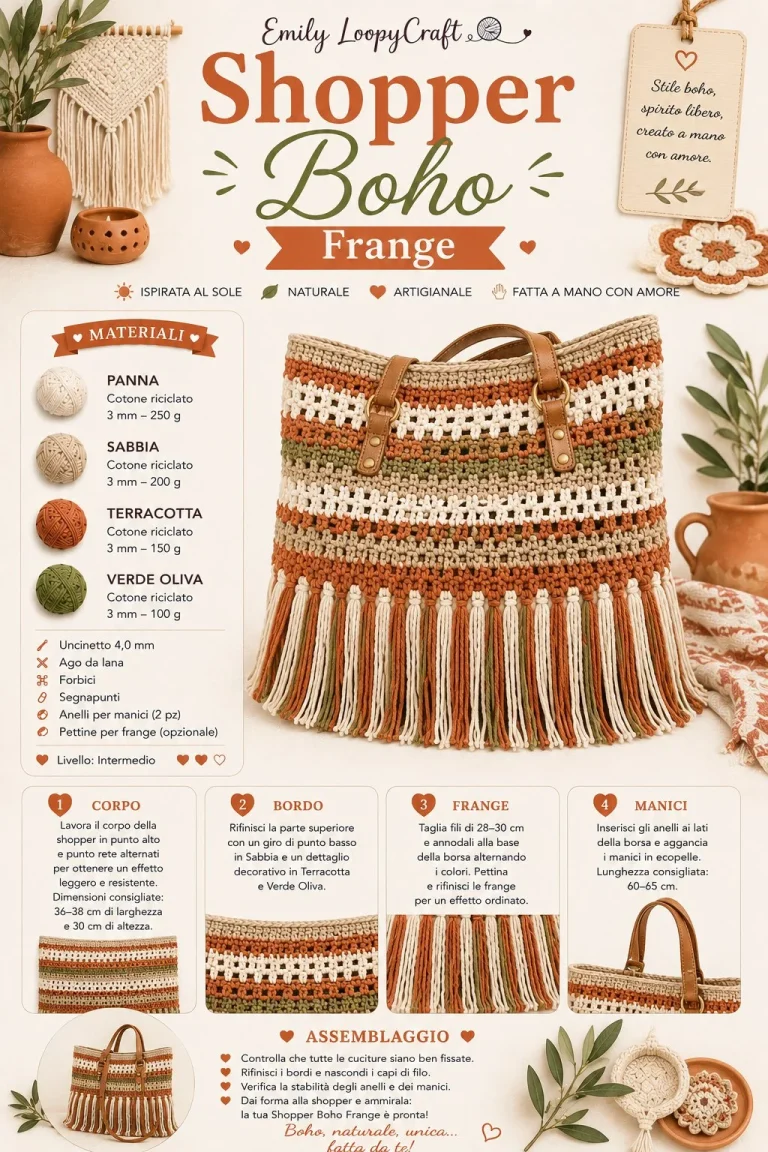 Shopper Boho con Frange all’Uncinetto per un'estate di stile e comodità
