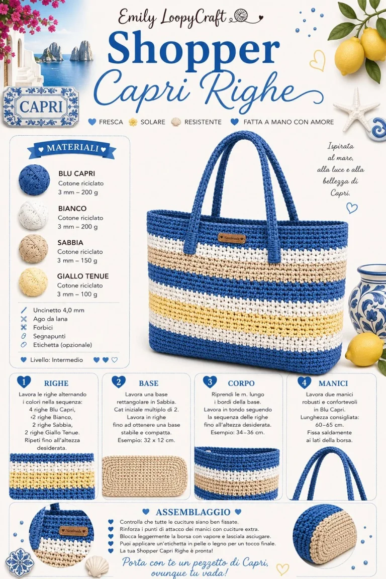 Shopper Capri: borsa estiva a righe all’uncinetto perfetta per l'estate