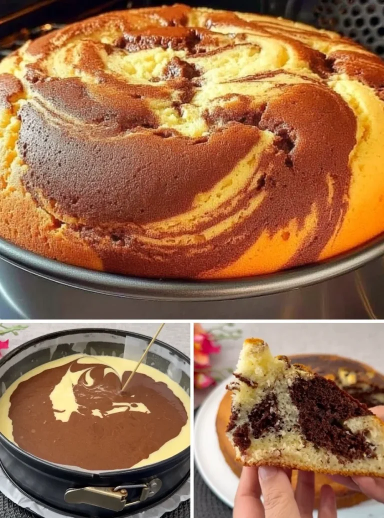 Torta marmorizzata con marmellata di ciliegie della nonna su un piatto