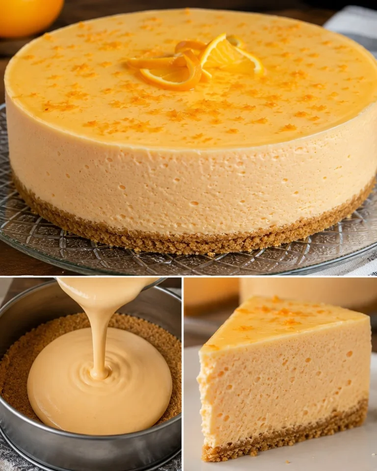 Torta mousse all'arancia con base di biscotti decorata con arance fresche