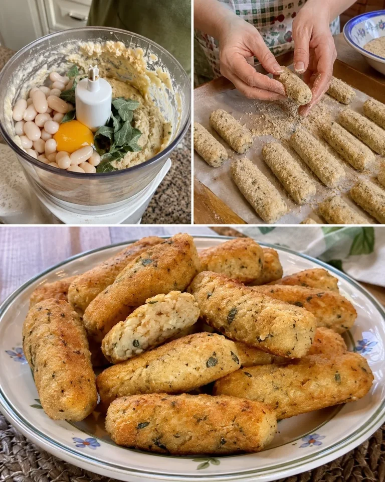 Bastoncini di cannellini e salvia serviti su un piatto.