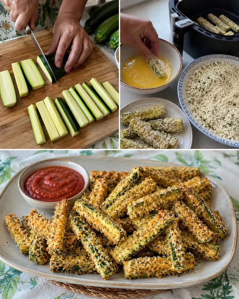 Bastoncini di zucchine al parmigiano cotti in friggitrice ad aria