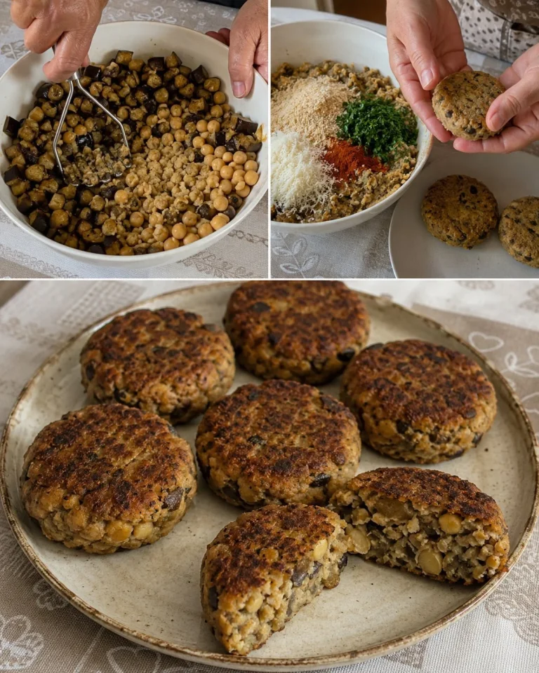 Burger di melanzane e ceci servito con insalata fresca