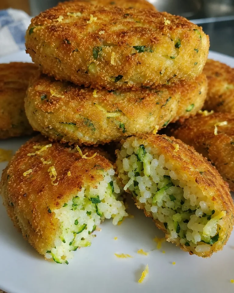 Crocchette di zucchine e riso al limone pronte per essere servite.