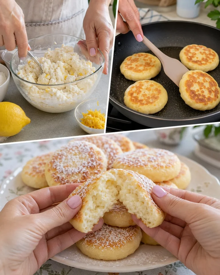 Focaccine dolci in padella con ricotta e limone appena sfornate