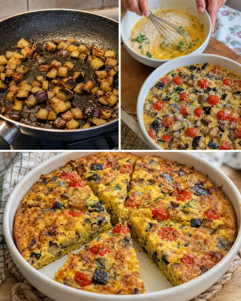 frittata al forno con melanzane e pomodorini