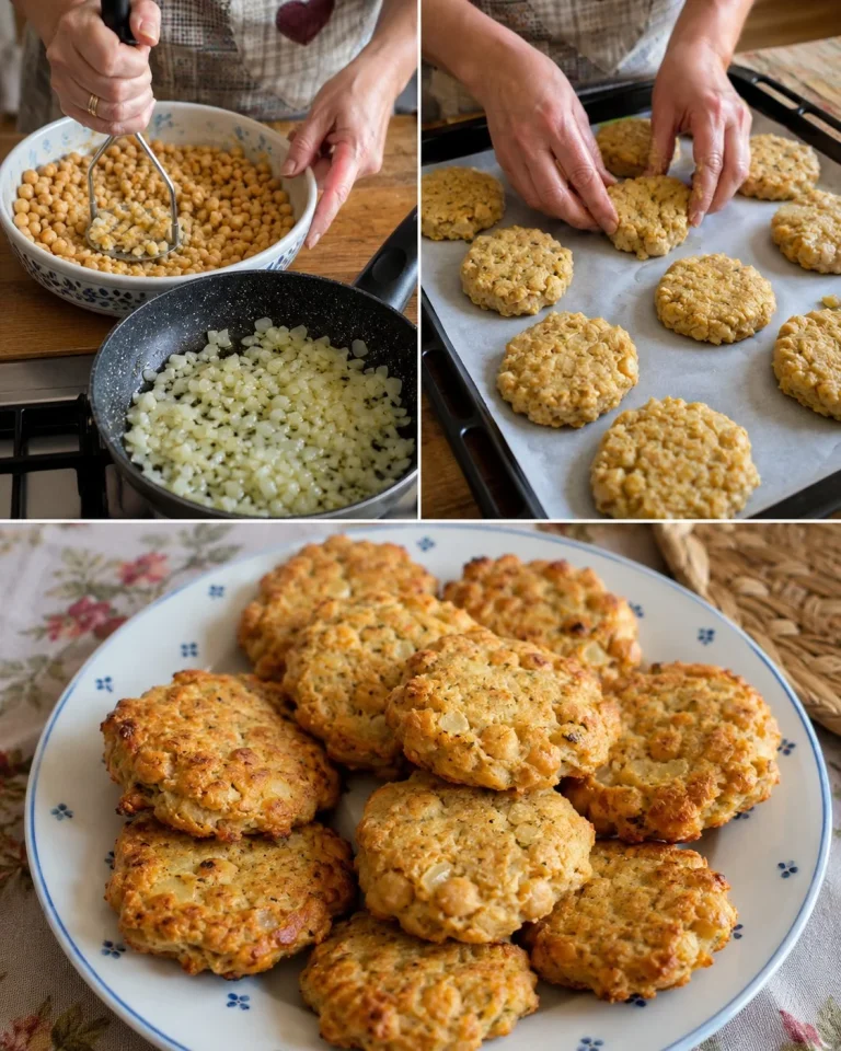 Frittelle di ceci e cipolla al forno croccanti e saporite.
