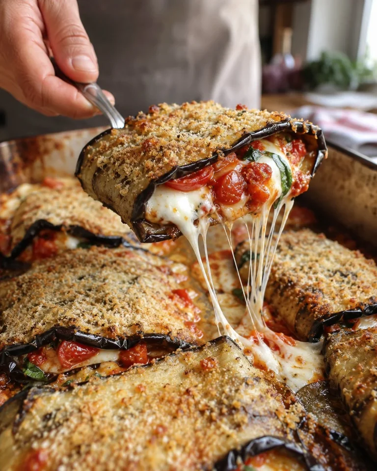 Melanzane a portafoglio farcite con mozzarella e pomodorini
