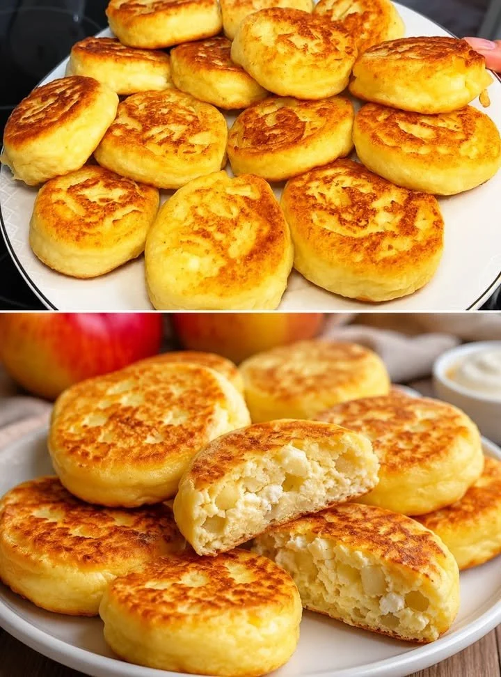 Panini al cottage cheese senza lievito con mele, delizioso e sano per colazione