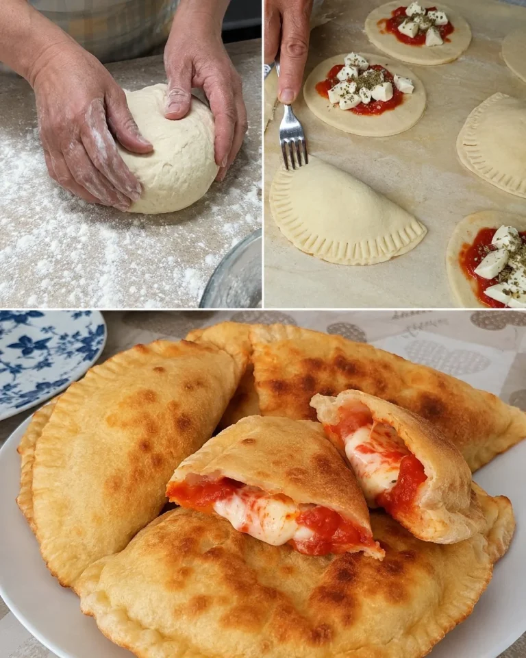 Panzerotti veloci allo yogurt con pomodoro e mozzarella appena sfornati