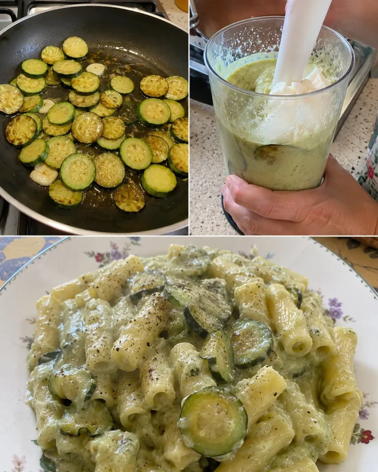 Pasta cremosa con zucchine e robiola, piatto delizioso e facile da preparare.