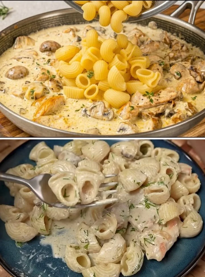 Piatto cremoso di comfort food pronto in 15 minuti