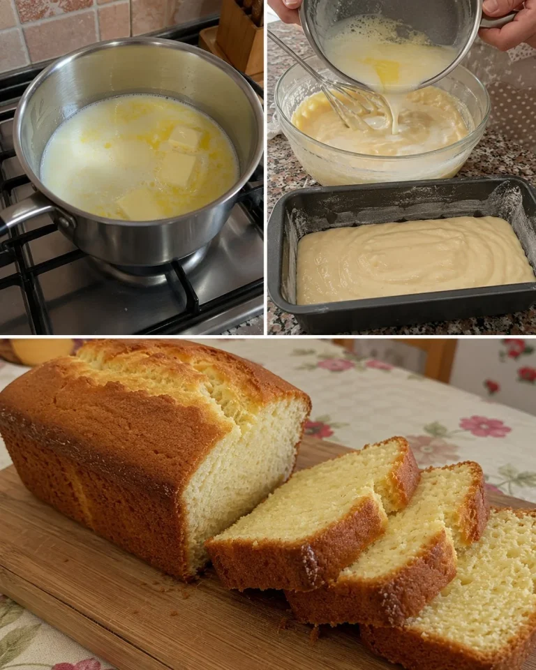 Plumcake al latte caldo e vaniglia su un piatto decorativo