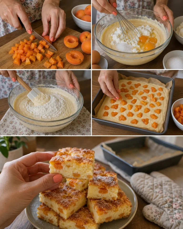 Deliziosi quadrotti di ricotta e albicocche pronti da servire