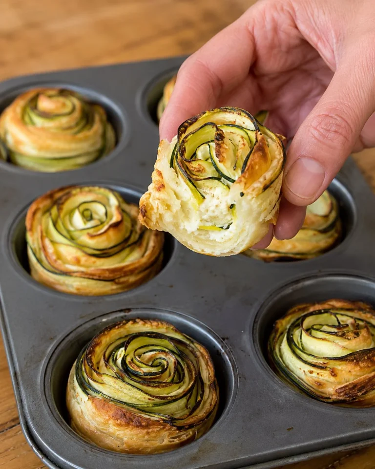 Rose di zucchine su pasta sfoglia alla ricotta