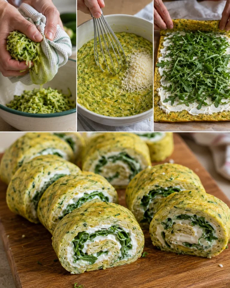 Rotolo di frittata con zucchine e stracchino, un piatto gustoso e colorato.