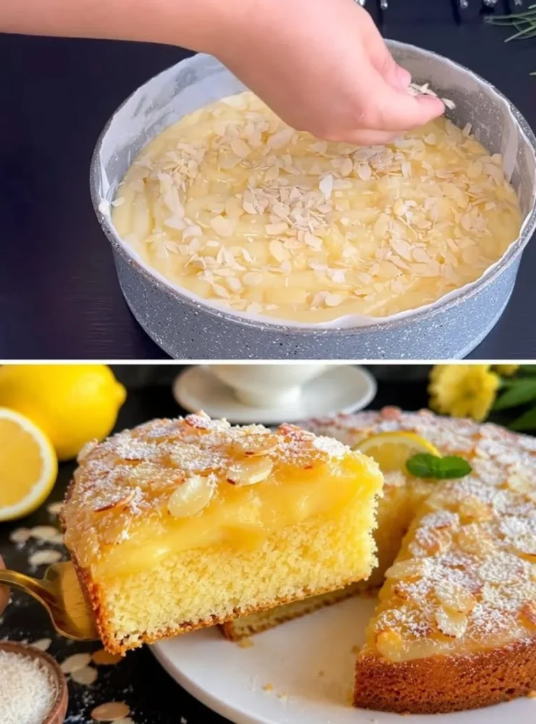 Fetta di torta al limone e cocco su un piatto decorato
