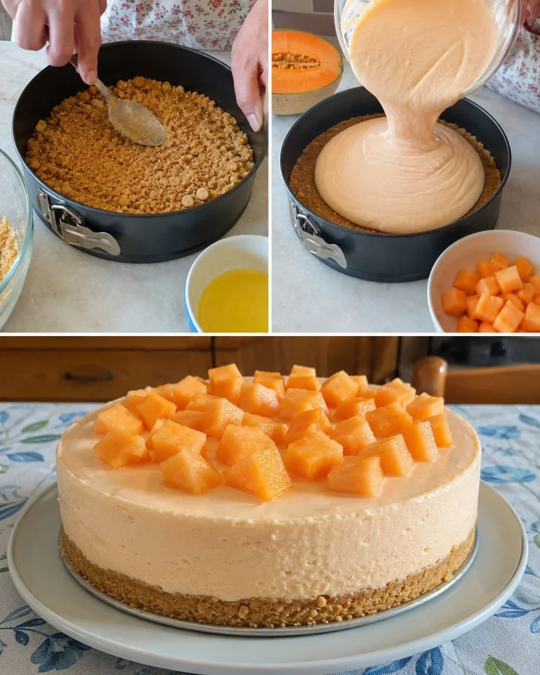 Torta fredda allo yogurt e melone, un dessert facile e rinfrescante.