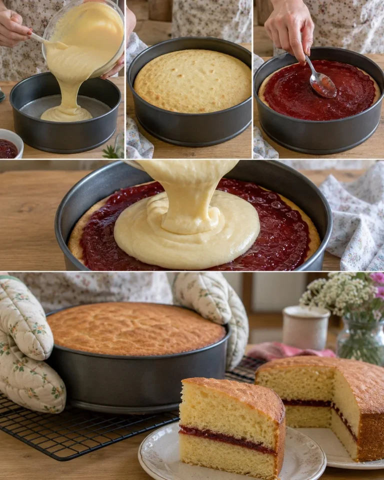 Torta versata alla marmellata decorata, dolce soffice e appetitoso