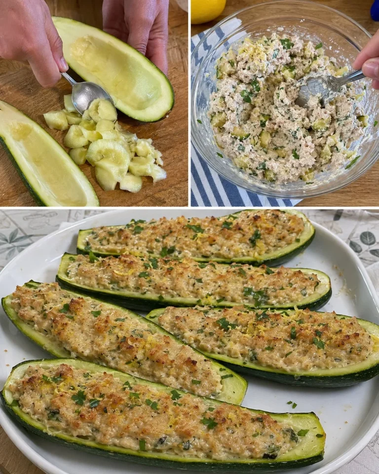 Zucchine ripiene al tonno e limone pronte da gustare