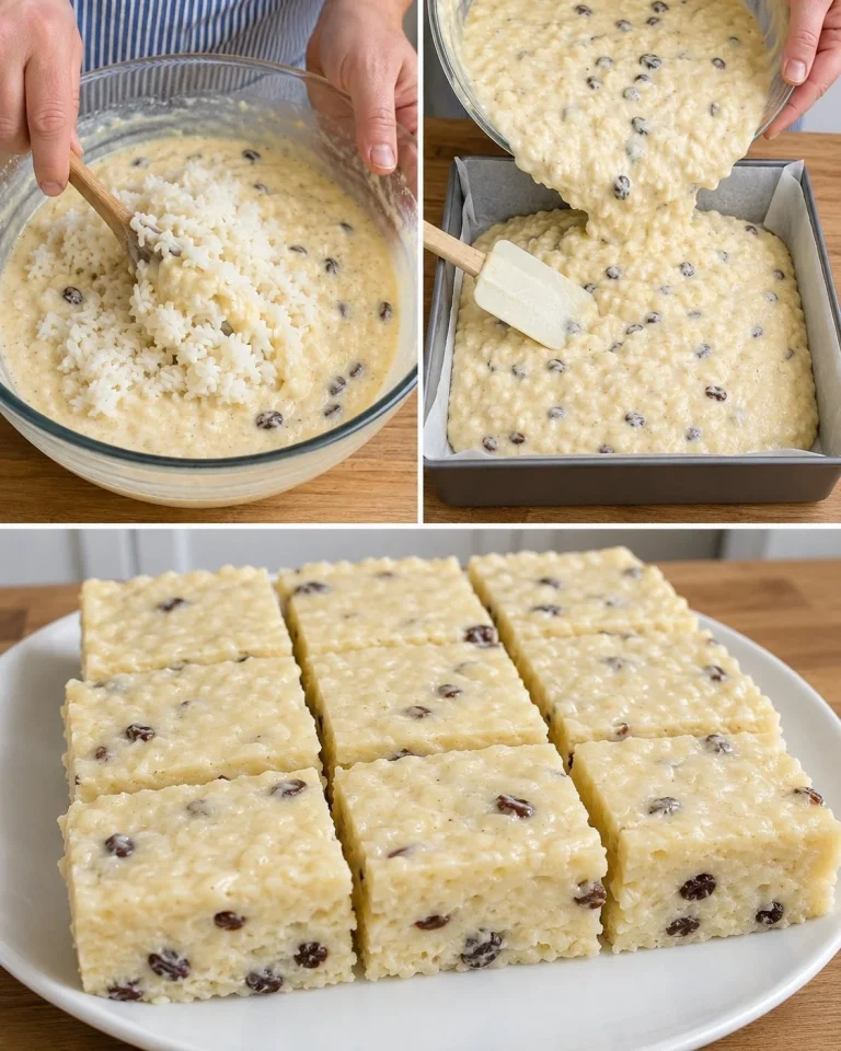 Barre di budino di riso alla vaniglia, dessert cremoso e delizioso.