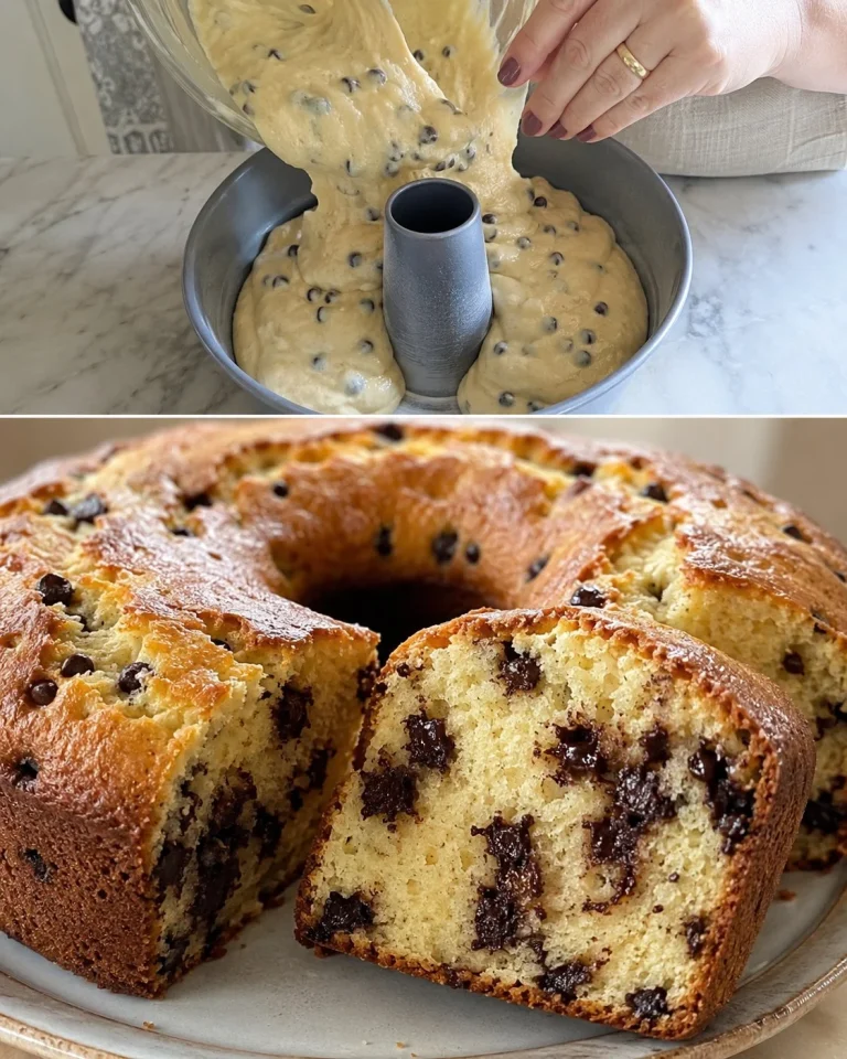 Ciambella ricotta alla vaniglia con gocce di cioccolato su un piatto