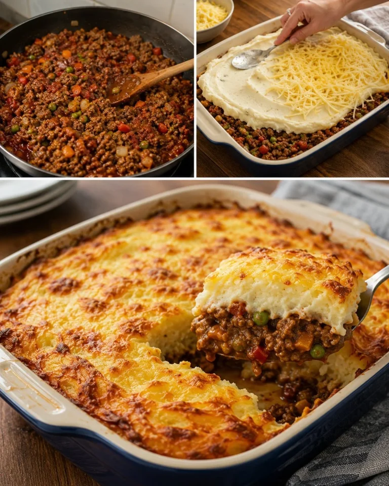 Cottage Pie di manzo e patate servito in una ciotola