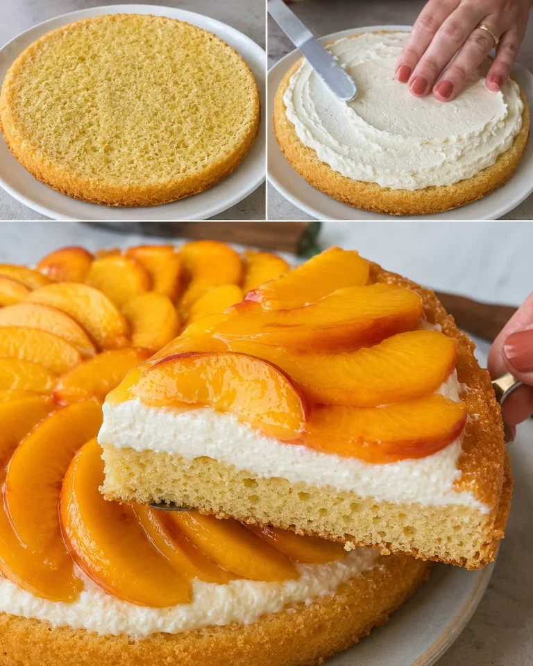 Crostata morbida allo yogurt con crema di ricotta e pesche