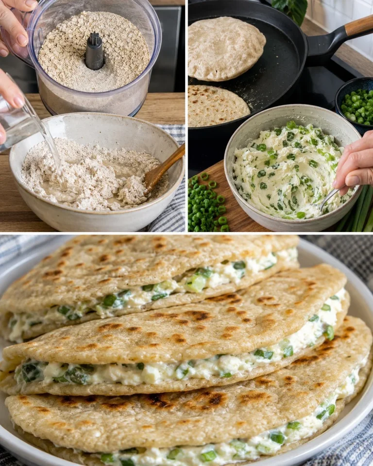 Flatbread d'Avena servito con uova strapazzate e crema di formaggio.