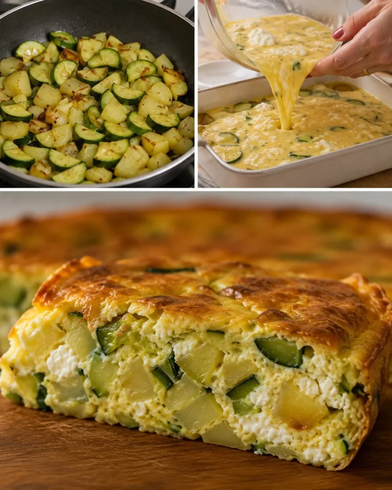 Frittata al forno di zucchine, patate e ricotta servita in un piatto