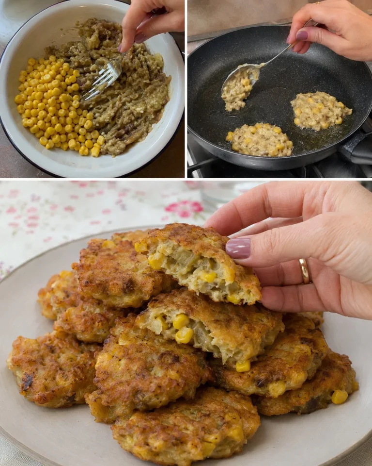 Frittelle di melanzane e mais con parmigiano pronte da servire