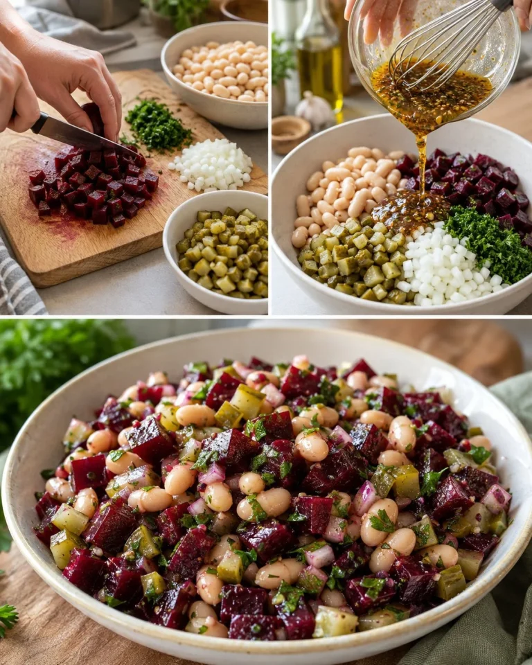 Insalata di Barbabietole e Fagioli Bianchi in un piatto colorato