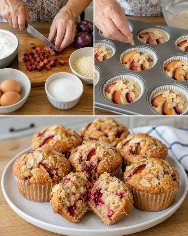 Muffin di Prugne e Mandorle appena sfornati in una colazione sana
