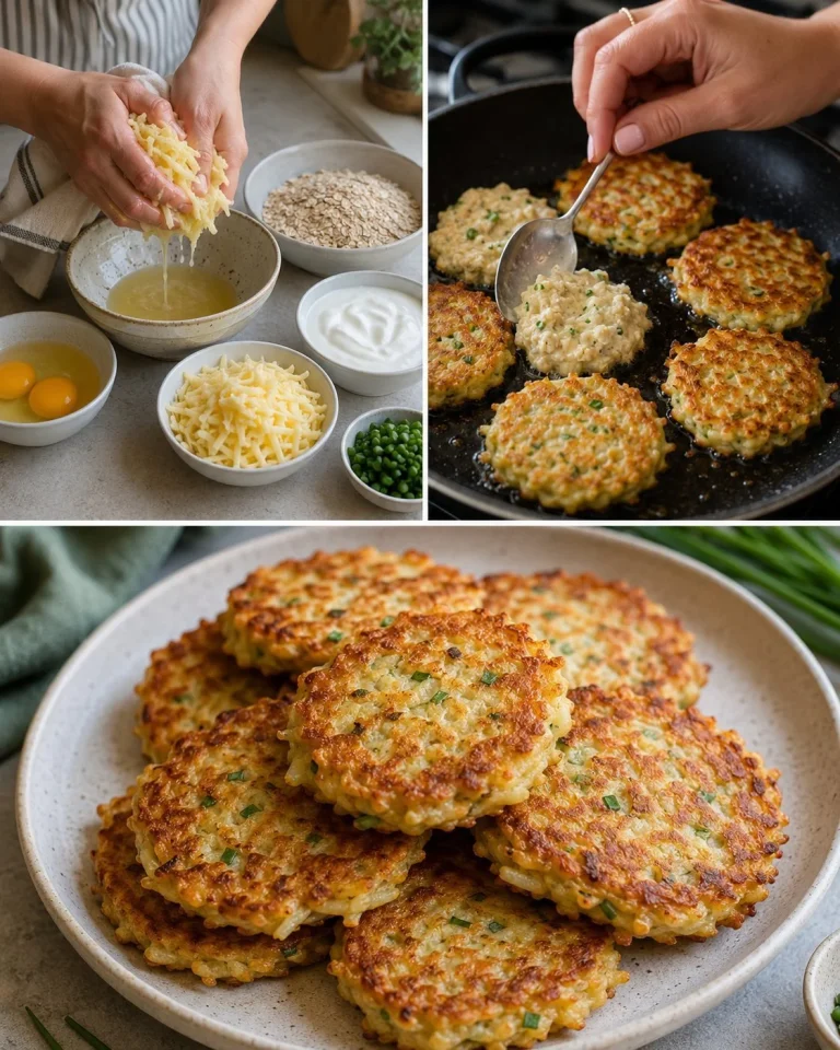 Deliziosi pancake di patate e avena serviti con guarnizioni fresche