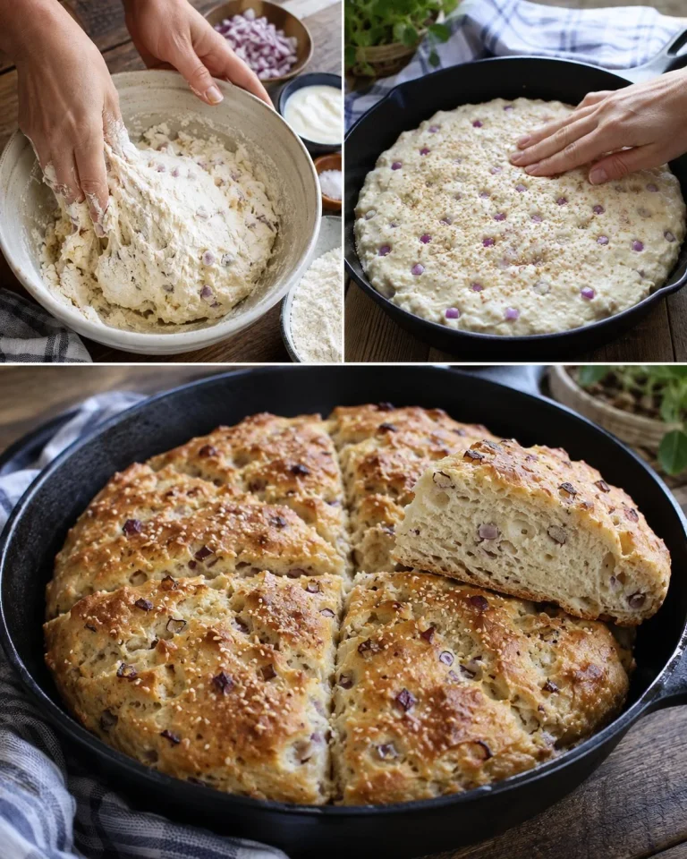 Pane alle cipolle in padella, ricetta facile e senza impasto
